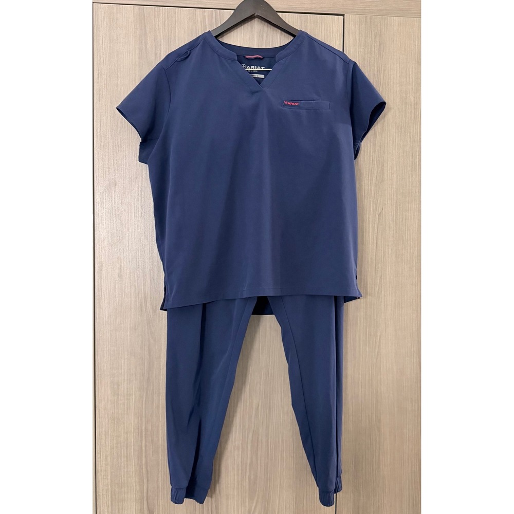 Ariat Women Scrub Set L Navy Eliza Top Blackwell Cargo Joggers 10039680 10039954
